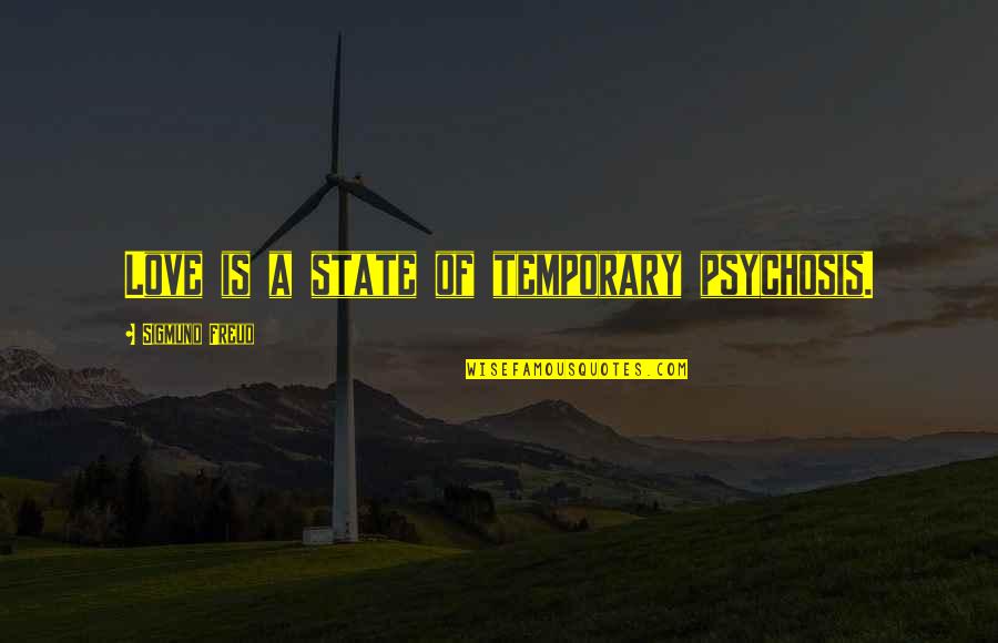 Wasserfeldman Quotes By Sigmund Freud: Love is a state of temporary psychosis.