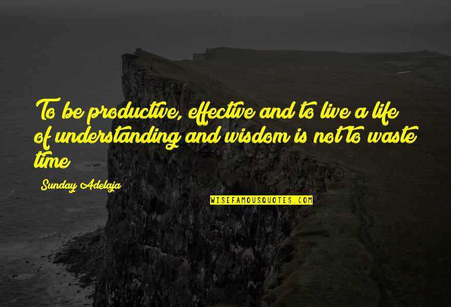Waste Money Not Time Quotes By Sunday Adelaja: To be productive, effective and to live a