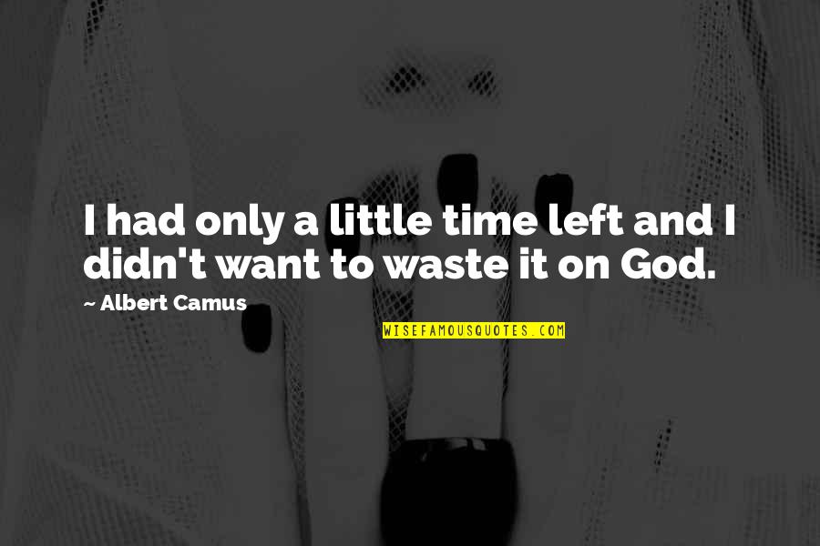 Waste Not Want Not Quotes By Albert Camus: I had only a little time left and