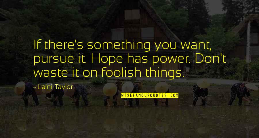 Waste Not Want Not Quotes By Laini Taylor: If there's something you want, pursue it. Hope