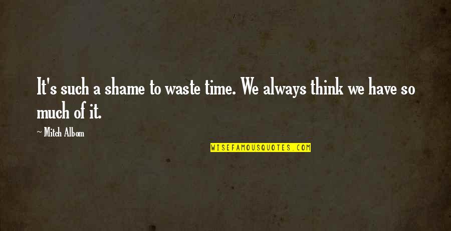 Waste Of Life Quotes By Mitch Albom: It's such a shame to waste time. We