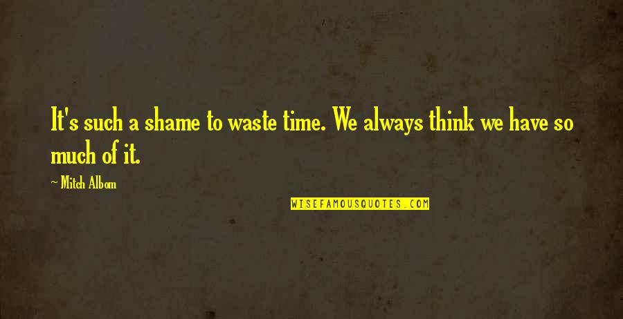Waste Of My Life Quotes By Mitch Albom: It's such a shame to waste time. We