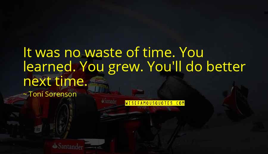 Waste Of Time Love Quotes By Toni Sorenson: It was no waste of time. You learned.