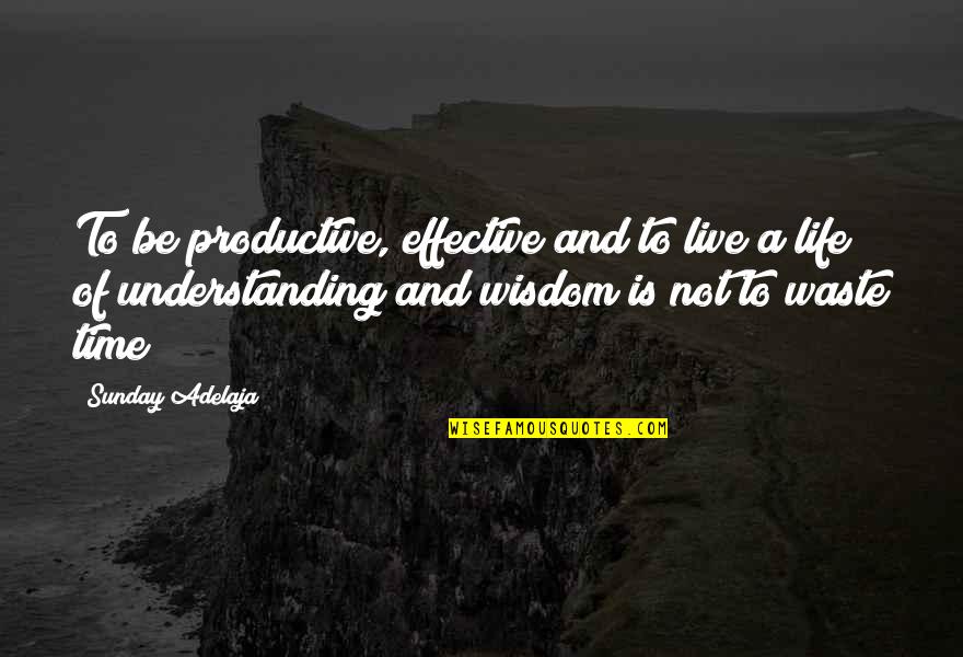 Waste Of Time Waste Of Life Quotes By Sunday Adelaja: To be productive, effective and to live a