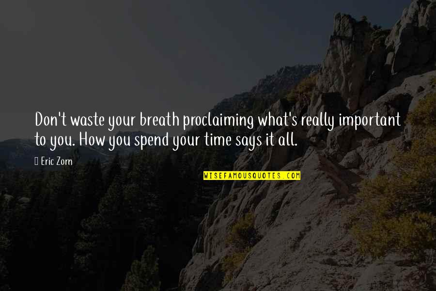 Waste Your Time Quotes By Eric Zorn: Don't waste your breath proclaiming what's really important Waste Your Time Quotes By Eric Zorn: Don't waste your breath proclaiming what's really important
