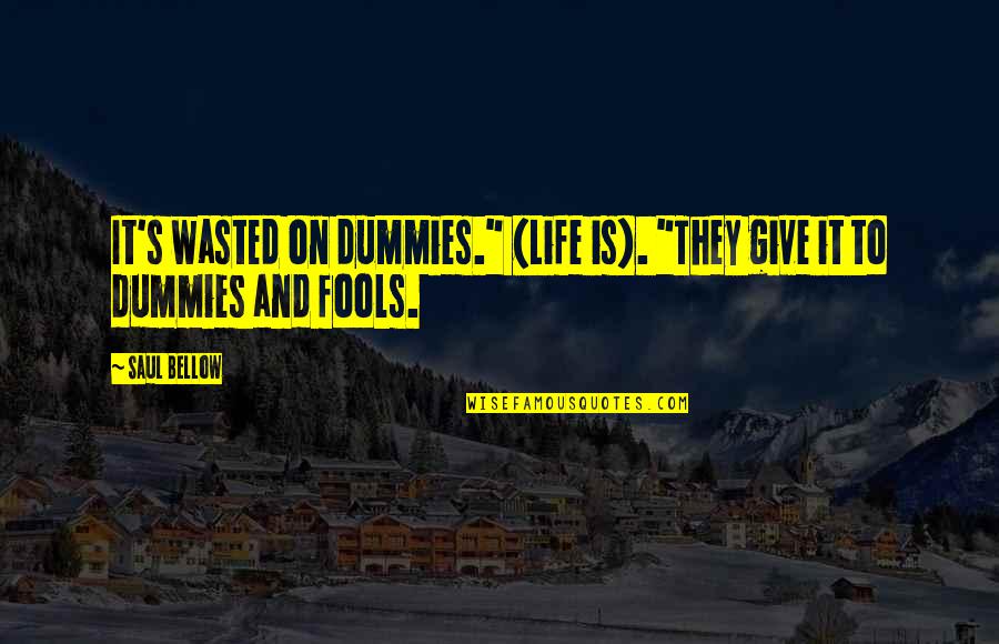 Wasted Life Quotes By Saul Bellow: It's wasted on dummies." (Life is). "They give