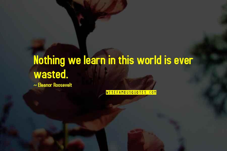 Wasted Quotes By Eleanor Roosevelt: Nothing we learn in this world is ever