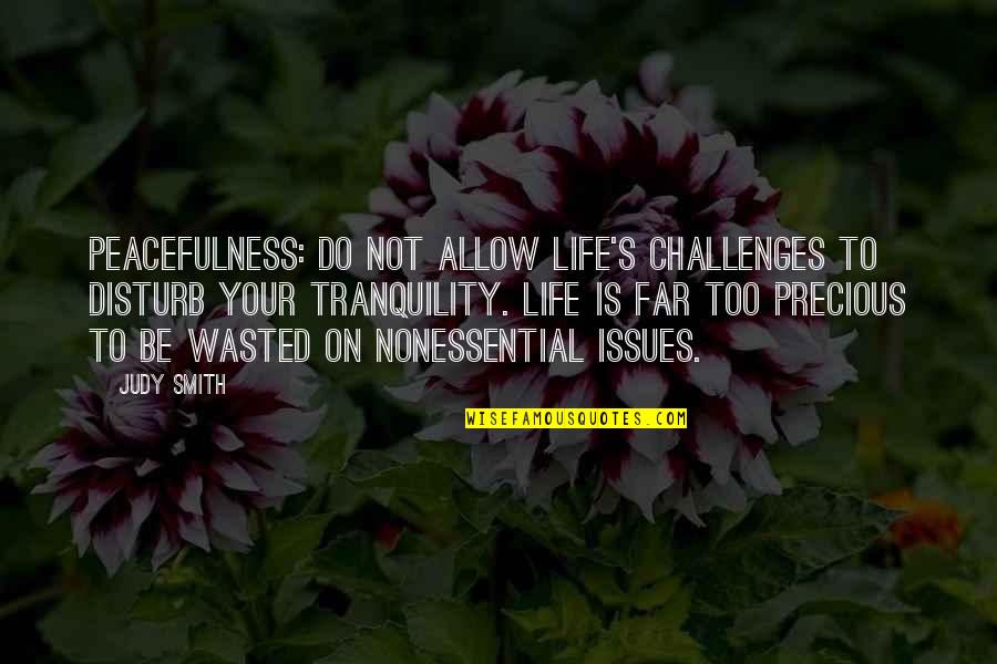 Wasted Your Life Quotes By Judy Smith: PEACEFULNESS: Do not allow life's challenges to disturb