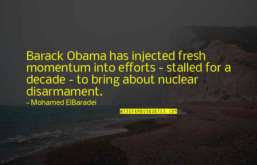 Wastefulness In America Quotes By Mohamed ElBaradei: Barack Obama has injected fresh momentum into efforts Wastefulness In America Quotes By Mohamed ElBaradei: Barack Obama has injected fresh momentum into efforts