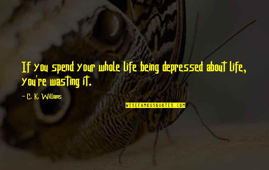Wasting A Life Quotes By C. K. Williams: If you spend your whole life being depressed