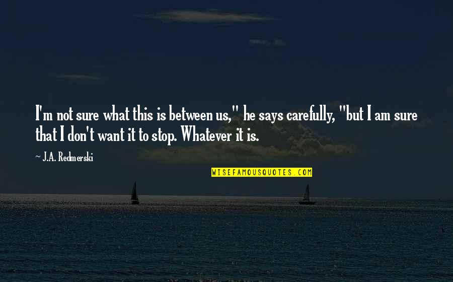 Wasting Time On Friends Quotes By J.A. Redmerski: I'm not sure what this is between us," Wasting Time On Friends Quotes By J.A. Redmerski: I'm not sure what this is between us,"
