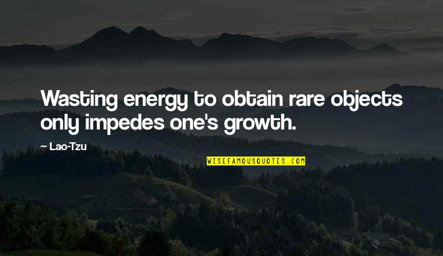 Wasting Your Energy Quotes By Lao-Tzu: Wasting energy to obtain rare objects only impedes