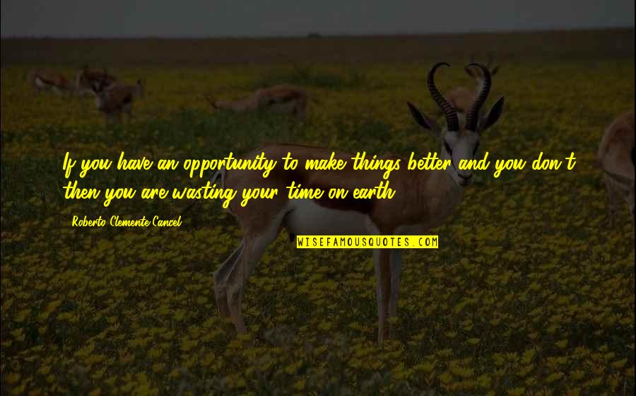 Wasting Your Time Quotes By Roberto Clemente Cancel: If you have an opportunity to make things