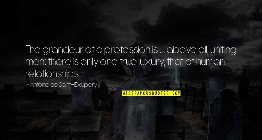 Watanabe The Bird Quotes By Antoine De Saint-Exupery: The grandeur of a profession is ... above Watanabe The Bird Quotes By Antoine De Saint-Exupery: The grandeur of a profession is ... above