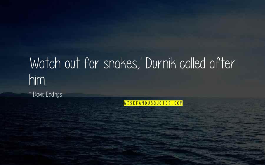 Watch For Snakes Quotes By David Eddings: Watch out for snakes,' Durnik called after him.