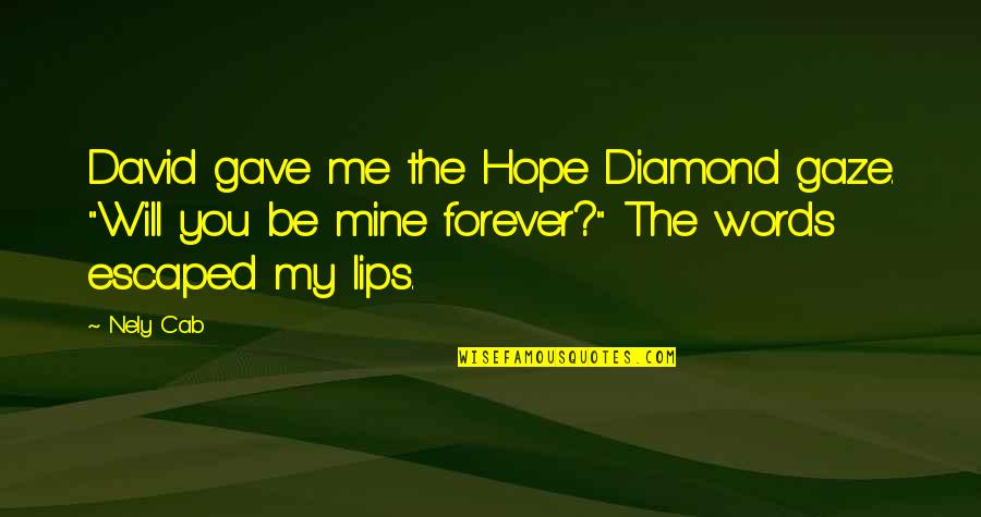 Watch Your Surroundings Quotes By Nely Cab: David gave me the Hope Diamond gaze. "Will