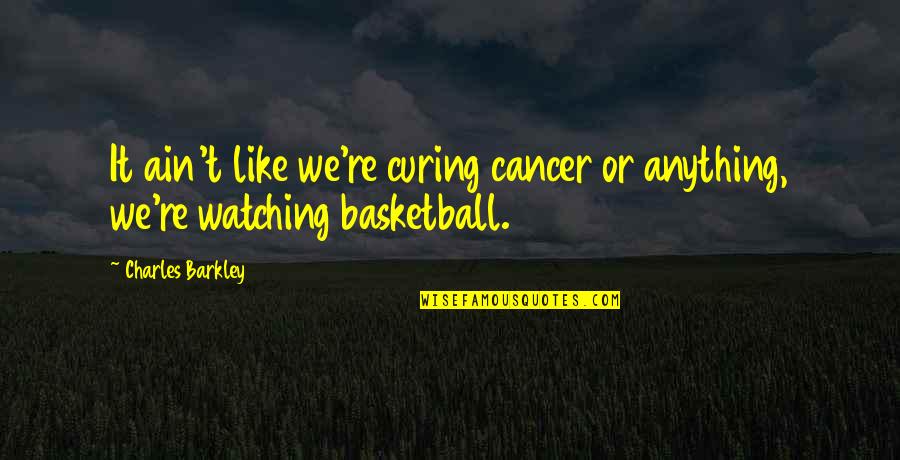 Watching Basketball Quotes By Charles Barkley: It ain't like we're curing cancer or anything,