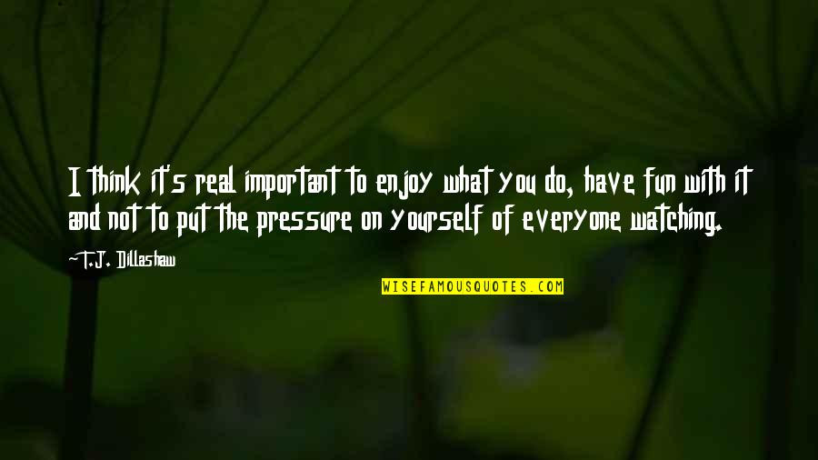 Watching Out For Yourself Quotes By T.J. Dillashaw: I think it's real important to enjoy what