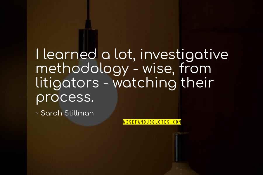 Watching Quotes By Sarah Stillman: I learned a lot, investigative methodology - wise, Watching Quotes By Sarah Stillman: I learned a lot, investigative methodology - wise,