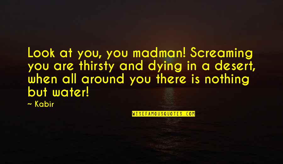 Water And Quotes By Kabir: Look at you, you madman! Screaming you are