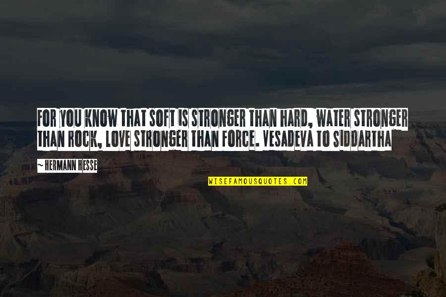 Water And Rock Quotes By Hermann Hesse: For you know that soft is stronger than