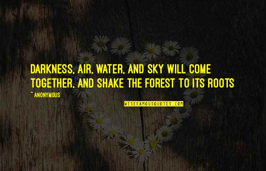 Water And Sky Quotes By Anonymous: Darkness, air, water, and sky will come together,