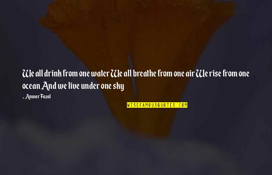 Water And Sky Quotes By Anwar Fazal: We all drink from one water We all Water And Sky Quotes By Anwar Fazal: We all drink from one water We all