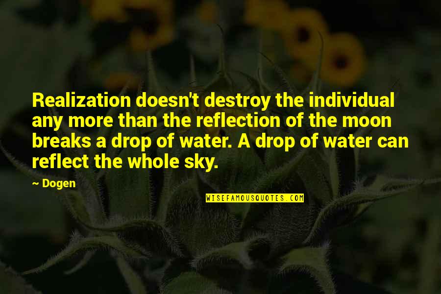 Water And Sky Quotes By Dogen: Realization doesn't destroy the individual any more than Water And Sky Quotes By Dogen: Realization doesn't destroy the individual any more than