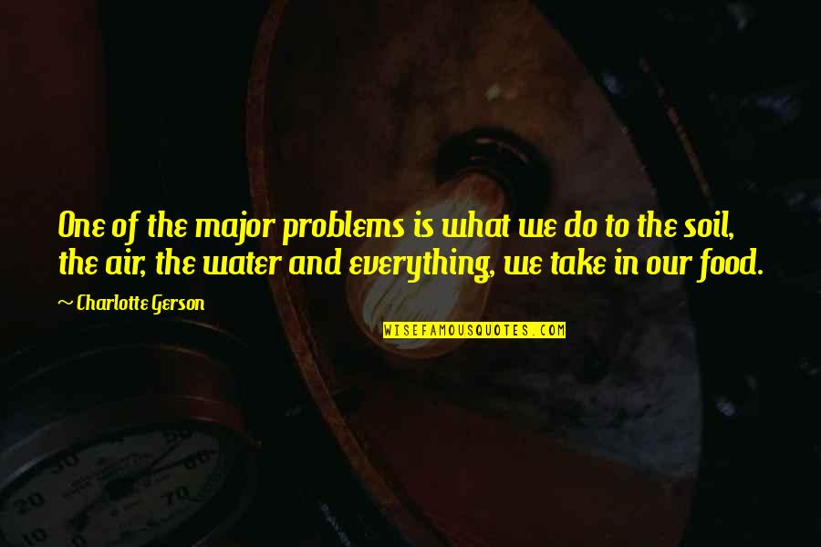Water And Soil Quotes By Charlotte Gerson: One of the major problems is what we