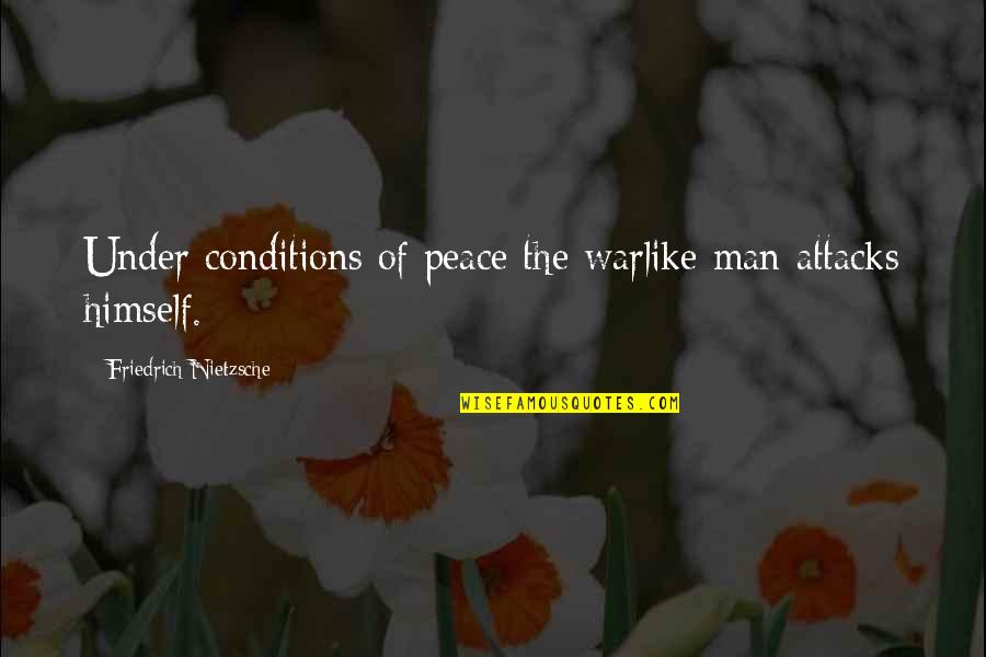 Water Bottle Pollution Quotes By Friedrich Nietzsche: Under conditions of peace the warlike man attacks