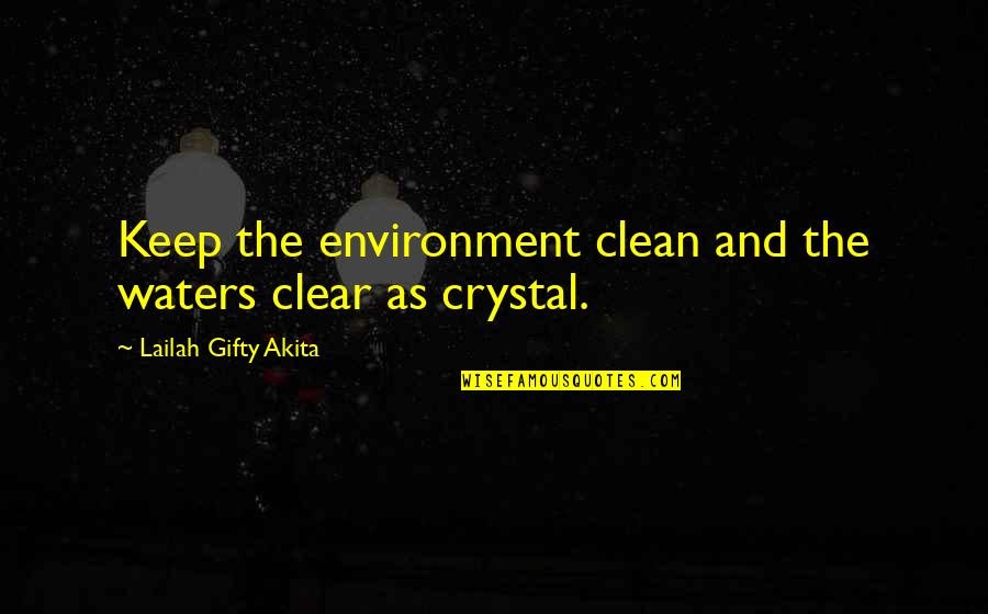 Water Clear Quotes By Lailah Gifty Akita: Keep the environment clean and the waters clear