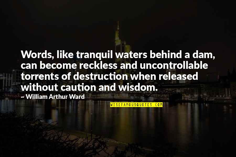 Water Dam Quotes By William Arthur Ward: Words, like tranquil waters behind a dam, can