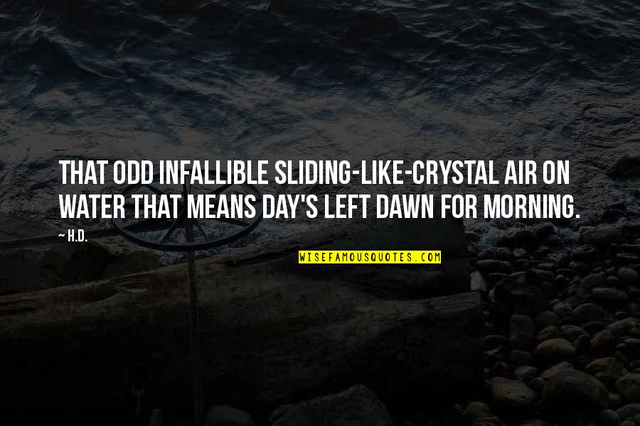 Water Day Quotes By H.D.: That odd infallible sliding-like-crystal air on water that