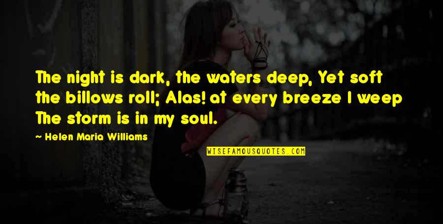 Water Deep Quotes By Helen Maria Williams: The night is dark, the waters deep, Yet