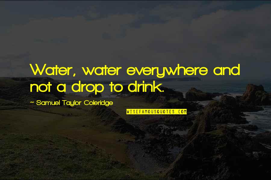 Water Drop Quotes By Samuel Taylor Coleridge: Water, water everywhere and not a drop to
