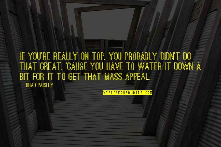 Water For Quotes By Brad Paisley: If you're really on top, you probably didn't