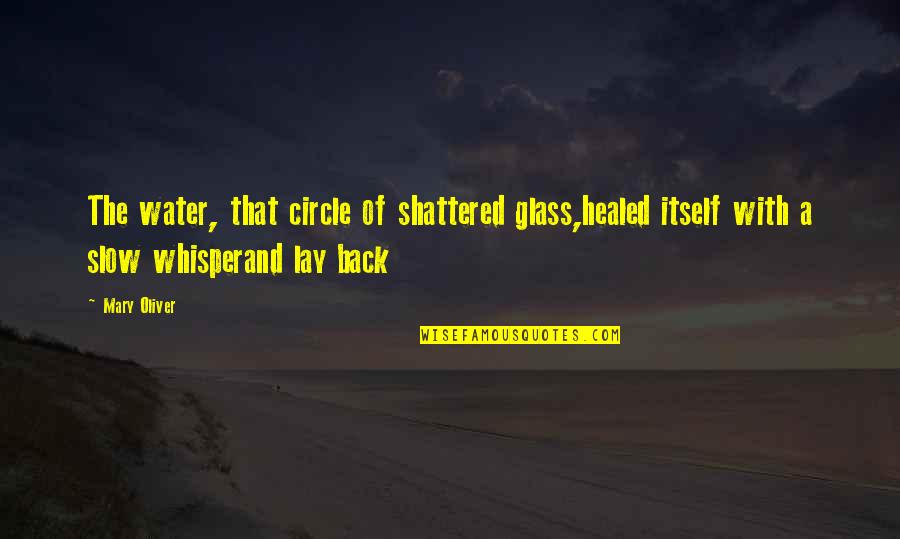 Water Glass Quotes By Mary Oliver: The water, that circle of shattered glass,healed itself