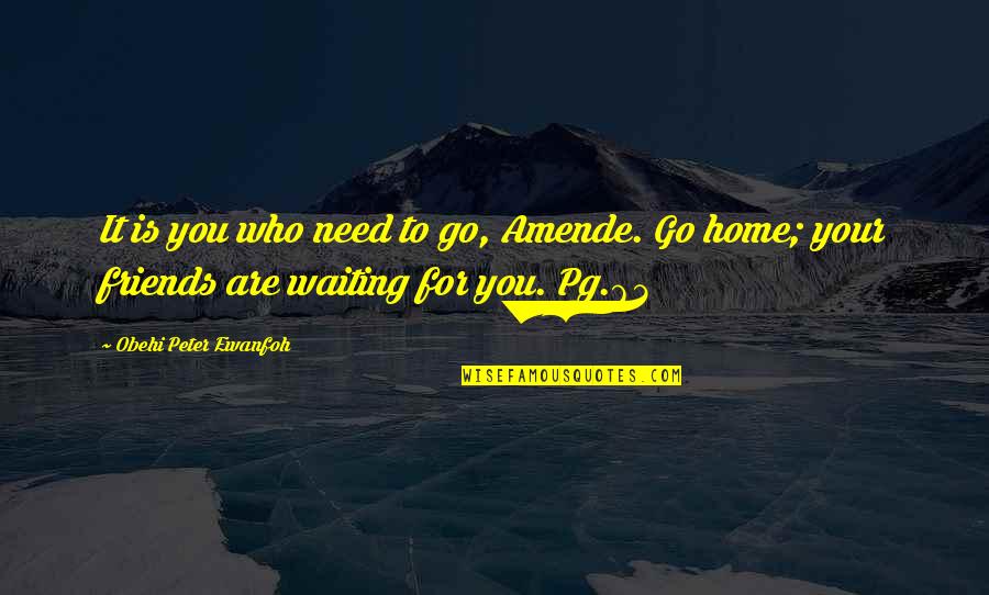 Water Home Quotes By Obehi Peter Ewanfoh: It is you who need to go, Amende.