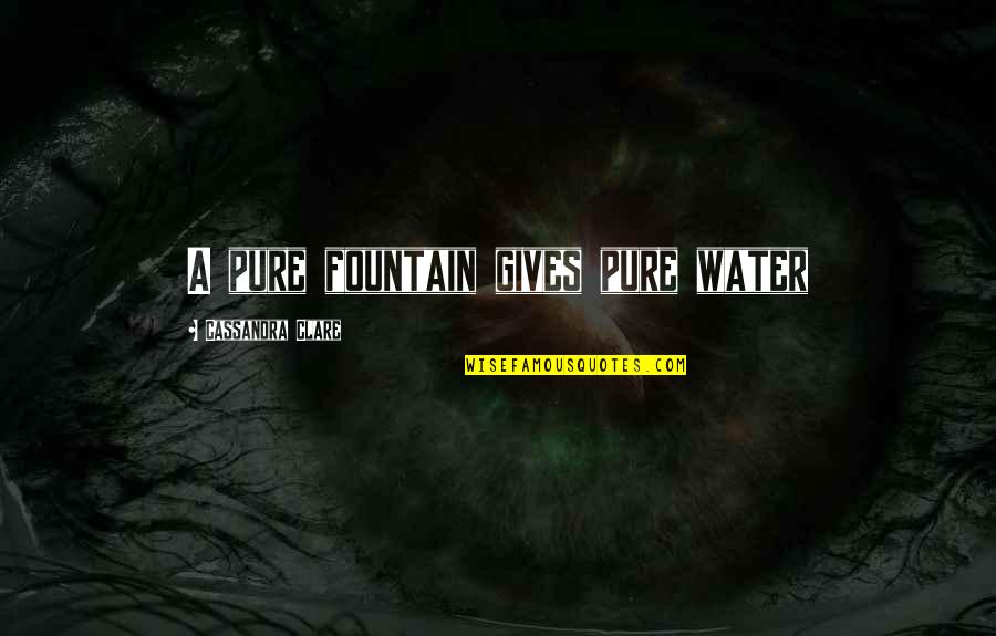 Water Such Quotes By Cassandra Clare: A pure fountain gives pure water Water Such Quotes By Cassandra Clare: A pure fountain gives pure water