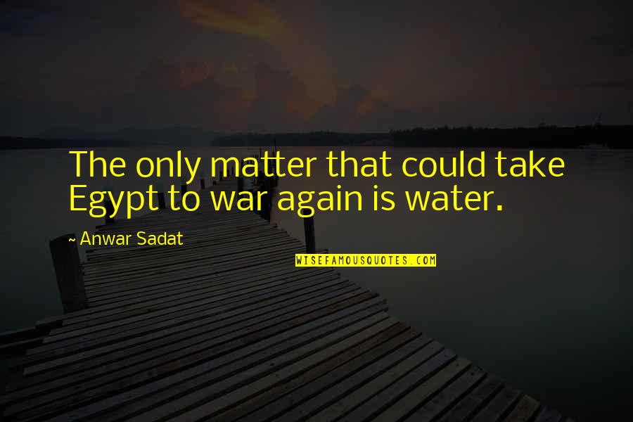 Water War Quotes By Anwar Sadat: The only matter that could take Egypt to