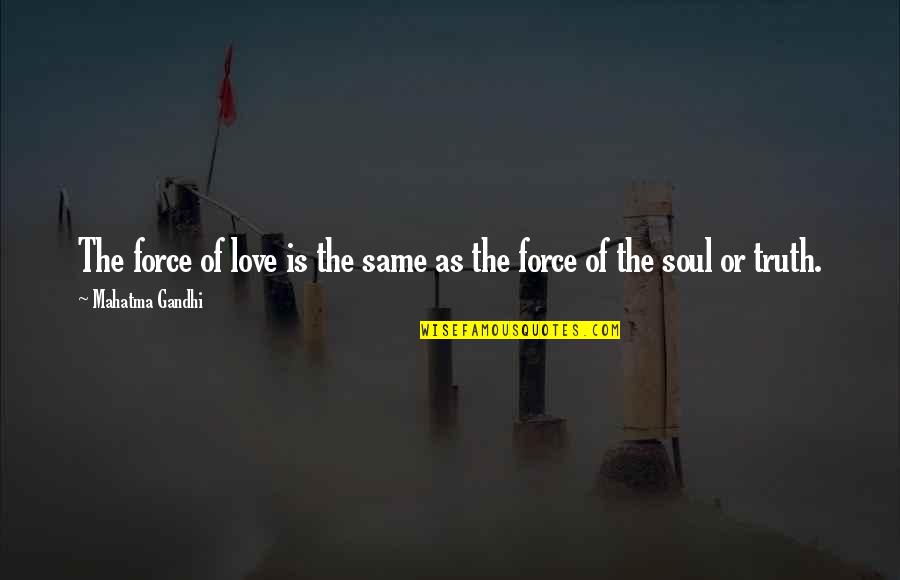 Waterdown Weather Quotes By Mahatma Gandhi: The force of love is the same as