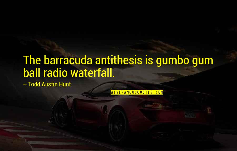 Waterfall Quotes By Todd Austin Hunt: The barracuda antithesis is gumbo gum ball radio