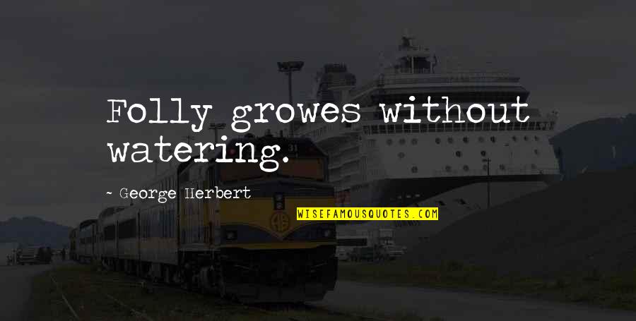 Watering Quotes By George Herbert: Folly growes without watering.