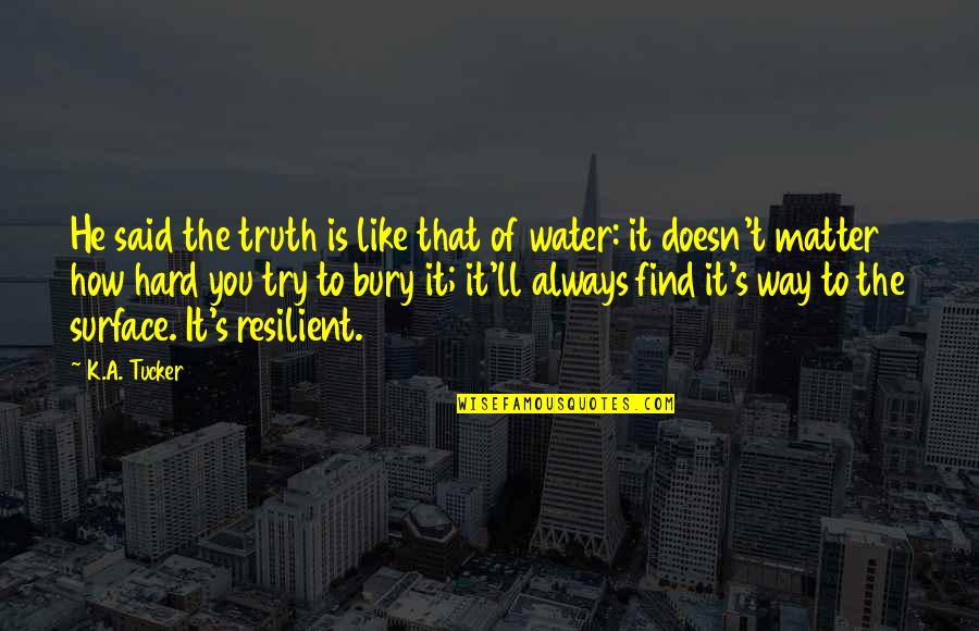 Water'll Quotes By K.A. Tucker: He said the truth is like that of