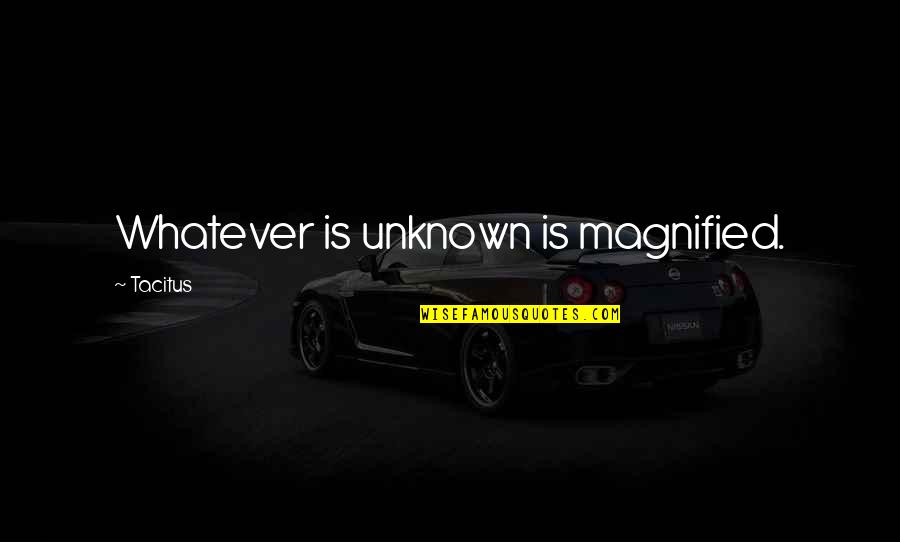 Watershade Quotes By Tacitus: Whatever is unknown is magnified. Watershade Quotes By Tacitus: Whatever is unknown is magnified.