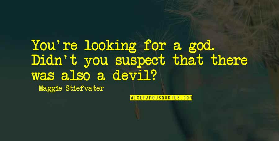 Wather Quotes By Maggie Stiefvater: You're looking for a god. Didn't you suspect Wather Quotes By Maggie Stiefvater: You're looking for a god. Didn't you suspect