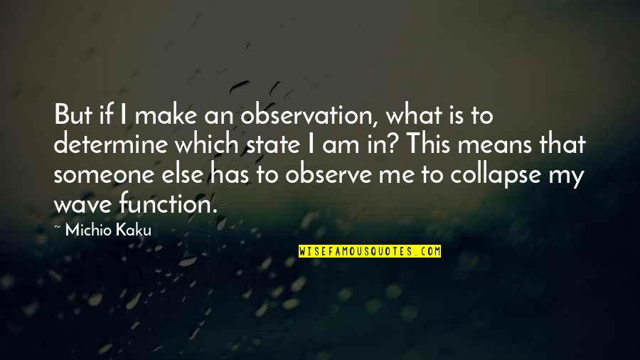 Wave Function Collapse Quotes By Michio Kaku: But if I make an observation, what is