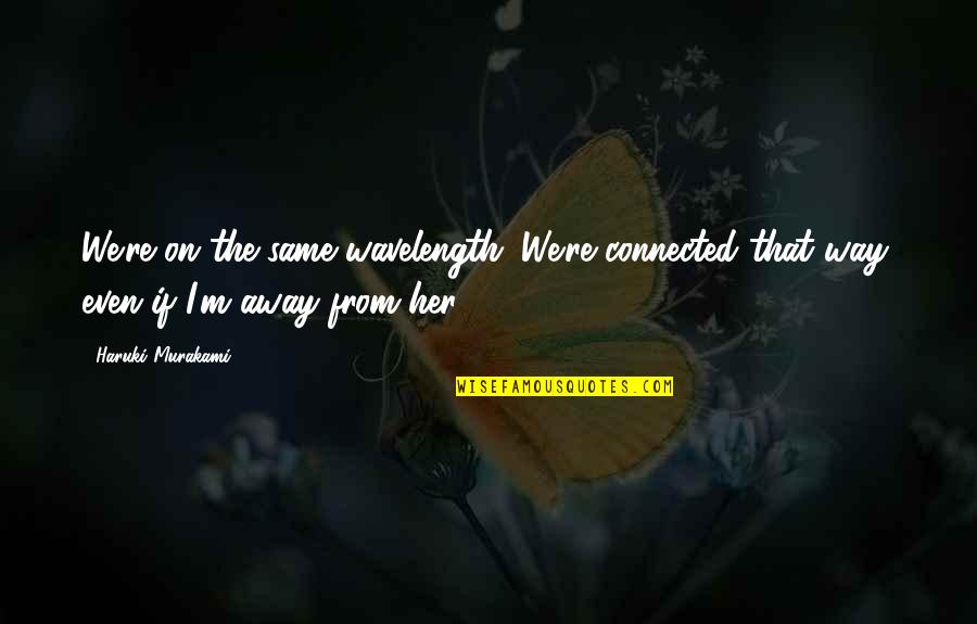 Wavelength Quotes By Haruki Murakami: We're on the same wavelength. We're connected that