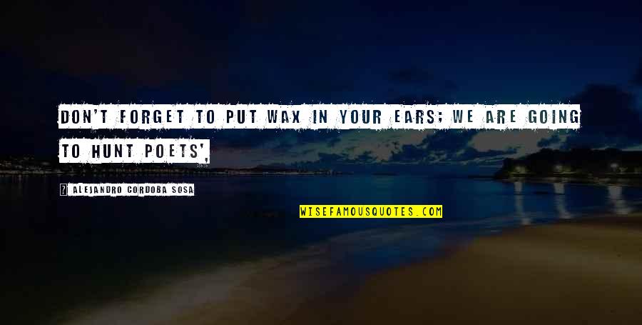 Wax Quotes By Alejandro Cordoba Sosa: Don't forget to put wax in your ears;