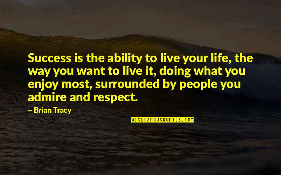 Way To Success In Life Quotes By Brian Tracy: Success is the ability to live your life,